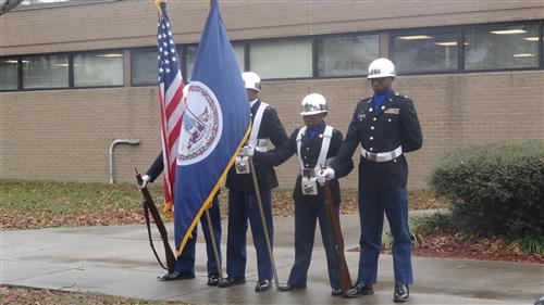 SCHS JROTC Color Guard SES Veterans Day Ribbon Tying Ceremony 